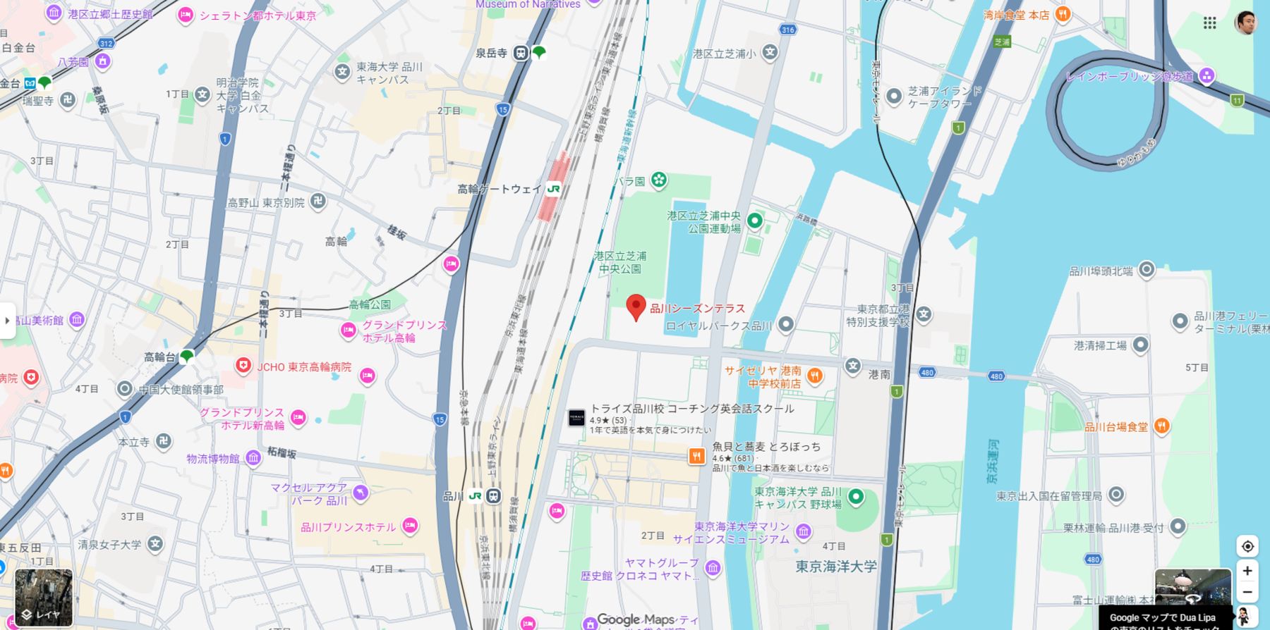 品川シーズンテラス周辺の地図